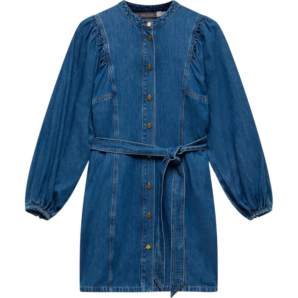 Mint Velvet Indigo Volume Sleeve Denim Mini Dress